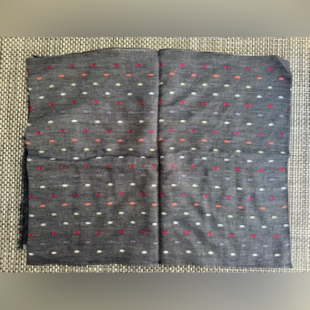 Paul Smith Gray Knit Scarf with Multicolor Dot Embroidery